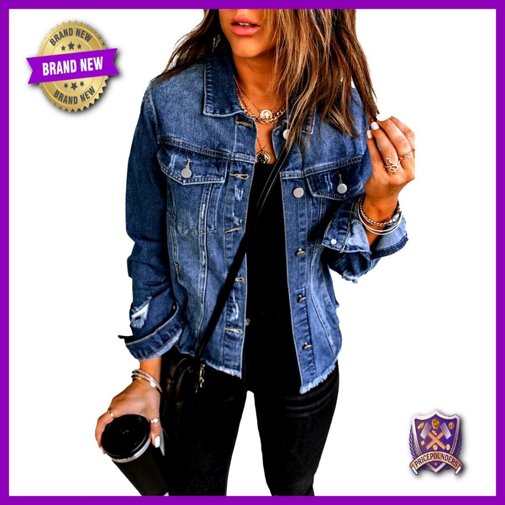 Distressed Oversized Denim Jacket Y2k Chic Boyfriend Fit Casual Trendy